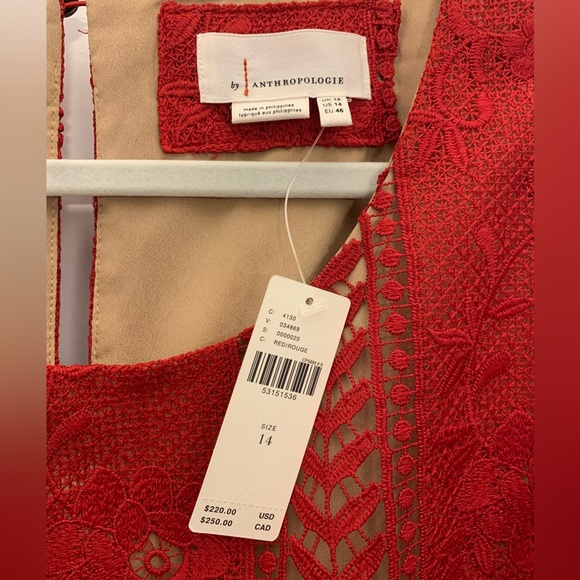 NEW ANTHROPOLOGIE Georgia Lace Dress Red - Picture 7 of 8
